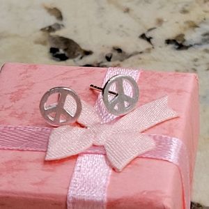 NWOT Sterling Silver Peace Sign Earrings